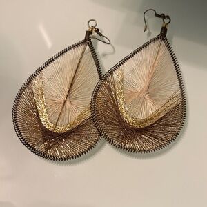 Elegant Gold and Brown Teardrop Earrings